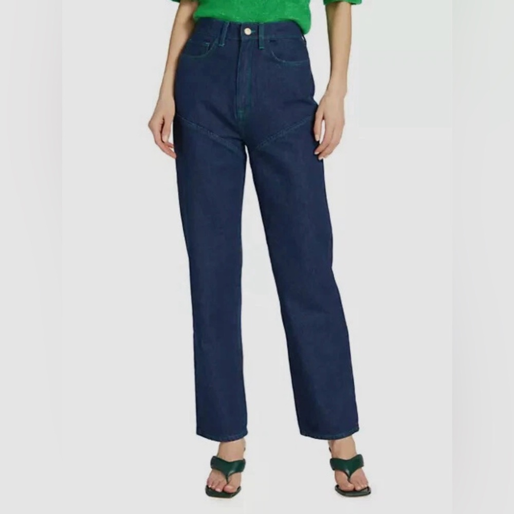 $320 Triarchy Women's Blue Dark Stirrup Mid-Rise Jeans Pants Size 29